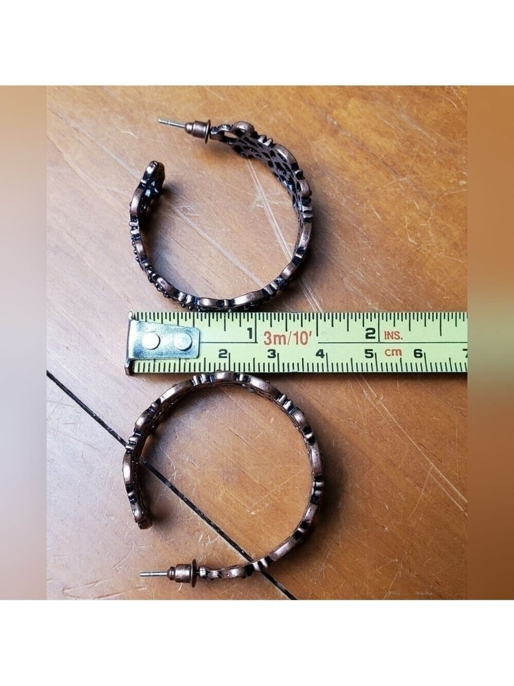 Bronze Black Hoop Earrings 1.5 Inches - Picture 6 of 6